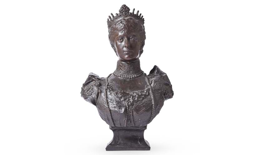 Inline Image - Lot 24: Sydney March (English, 1876-1968), a bronze portrait bust of Queen Alexandra, cast by Elkington & Co., dated 1903 | Est. £1,000-1,500 (+ fees)