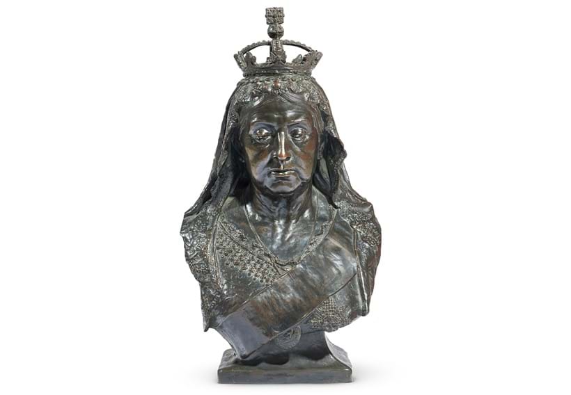 Inline Image - Lot 69: Frederick William Pomeroy R.A. (British, 1856-1924), a bronze portrait bust of Queen Victoria, signed and dated 'F. W. Pomeroy, Sc 1901' | Est. £1,000-1,500 (+ fees)