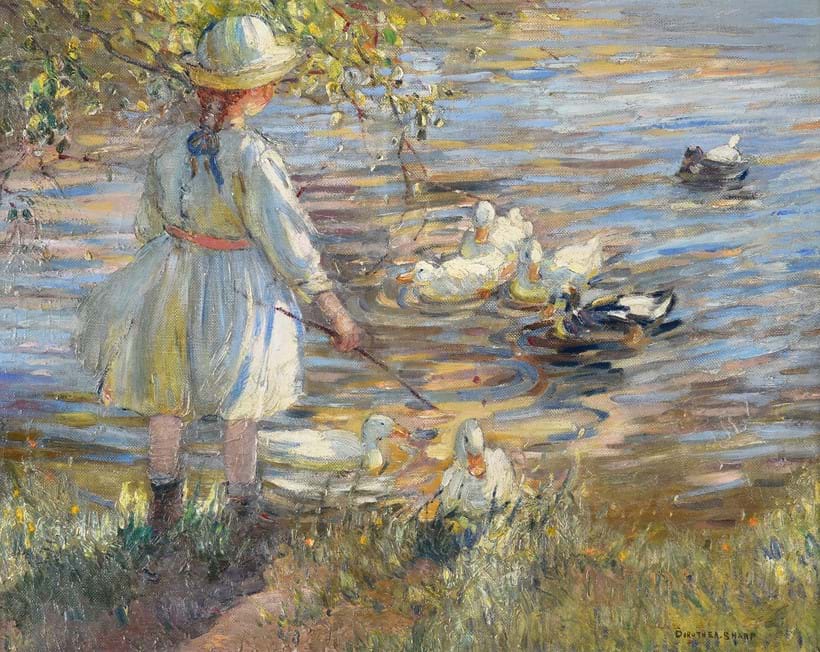 Inline Image - Lot 145: λ Dorothea Sharp (British 1874-1955), 'Feeding the Ducks', Oil on canvas | Sold for £81,250