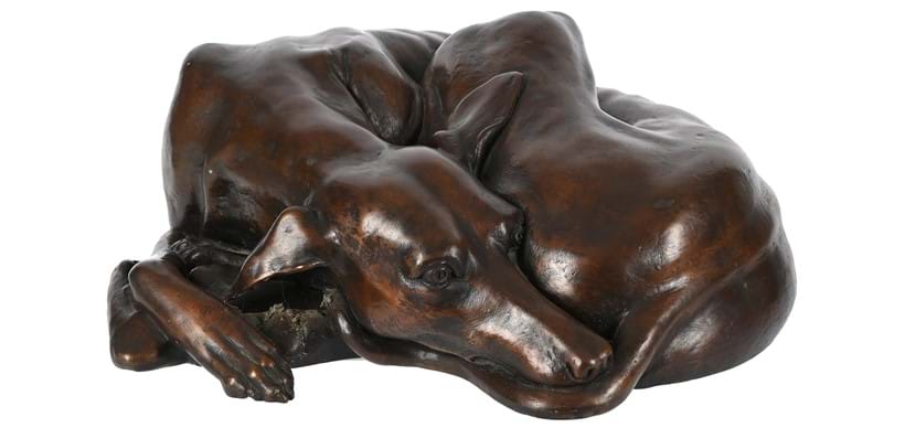 Inline Image - Lot 307: λ Jonathan Wylder (b. 1957), a bronze limited edition model of a recumbent whippet, 1999 | Est. £500-800 (+ fees)