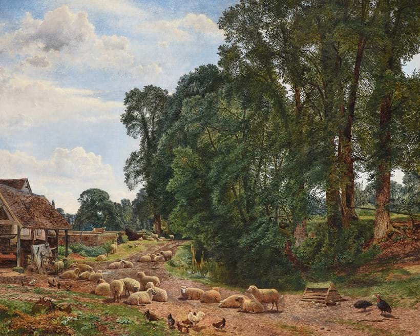 Inline Image - Benjamin Williams Leader (British 1831-1923), 'The Outskirts of a Farm', Oil on canvas | Est. £20,000-30,000 (+ fees)