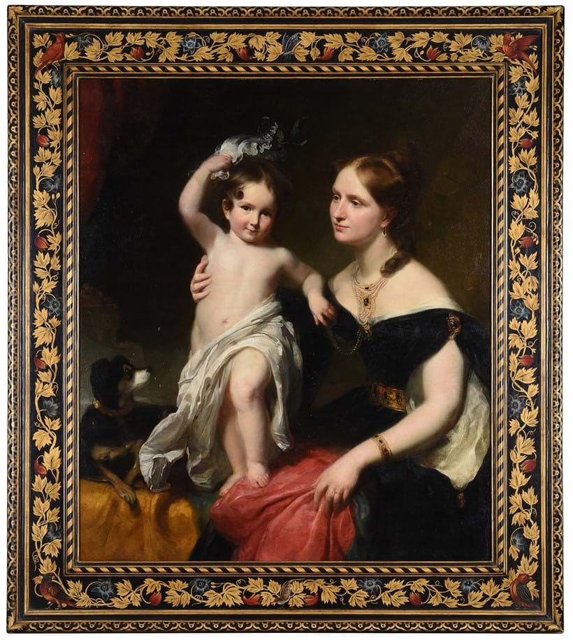 Inline Image - George Henry Harlow (British 1787-1819), 'Portrait of Mrs. Robinson and her son', Oil on canvas | Est. £20,000-30,000 (+ fees)