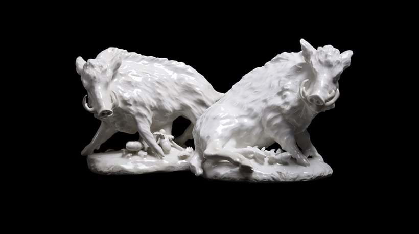 Inline Image - Lot 90: A pair of Derby white porcelain models of boars of so-called 'dry-edge' type, circa 1750-54 | Est. £5,000-7,000 (+ fees)