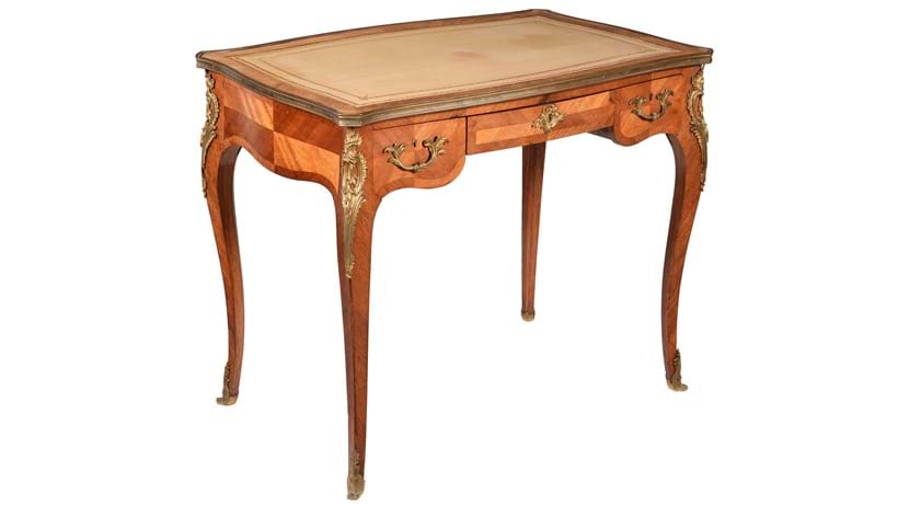 Inline Image - Lot 474: Y A kingwood and gilt metal mounted bureau plat, mid 19th century | Est. £1,200-1,800 (+ fees)