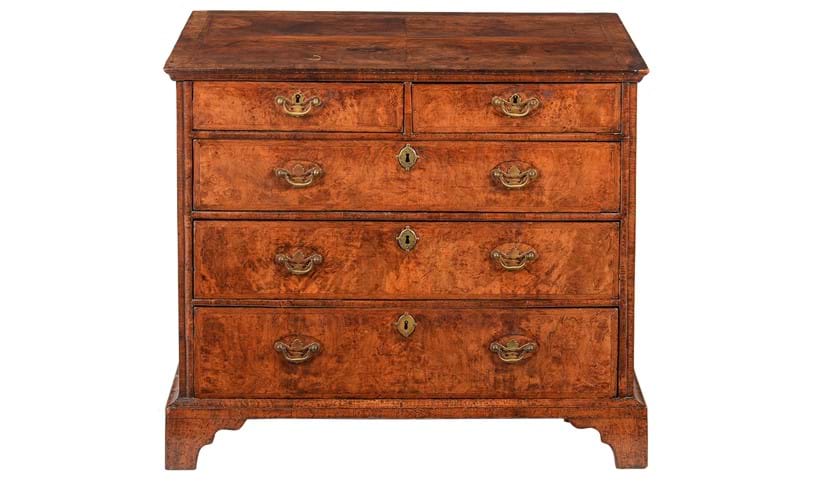 Inline Image - Lot 414: A George II walnut chest of drawers, mid 18th century | Est. £800-1,200 (+ fees)