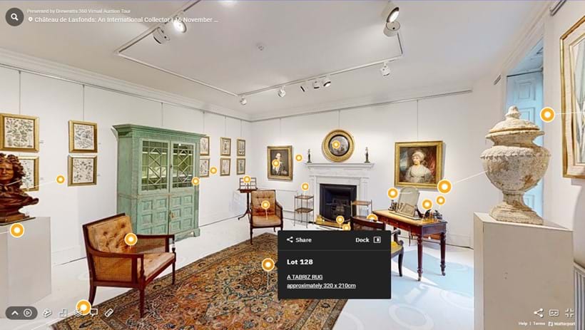 Inline Image - When you have found a lot you are interested in, hover over and click the orange tag (circle) to view the lot details: lot number and link through to lot listing.