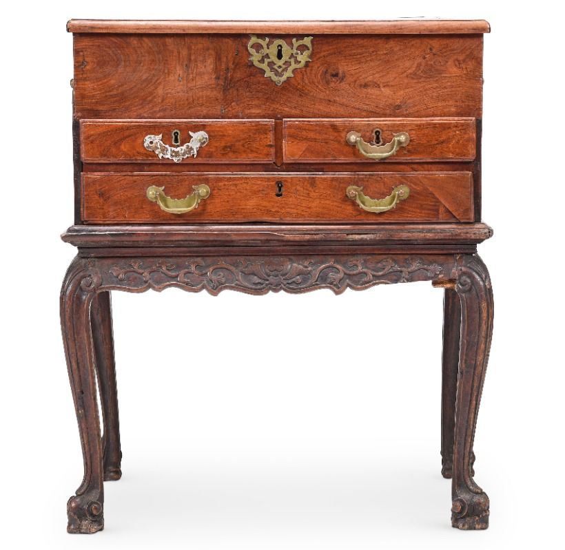Inline Image - A Chinese Export Hardwood Box on Stand, possibly incorporating Huang Huali, 18th century | Est. £1,200-1,800 (+ fees)