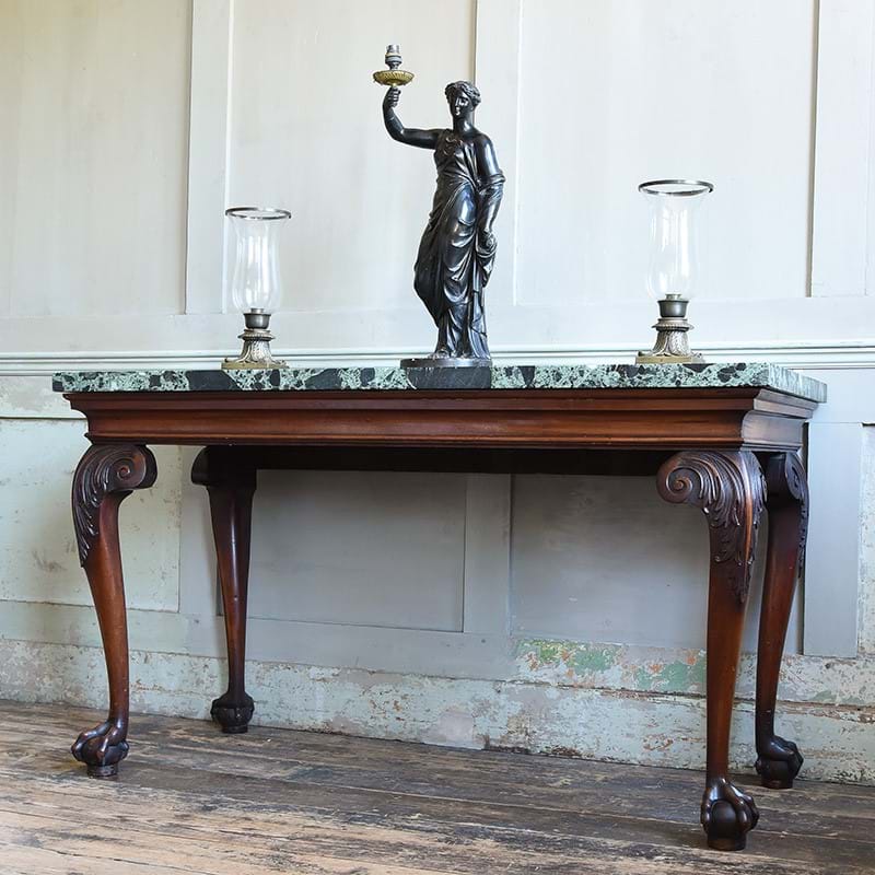 A George II carved mahogany console table, circa 1750