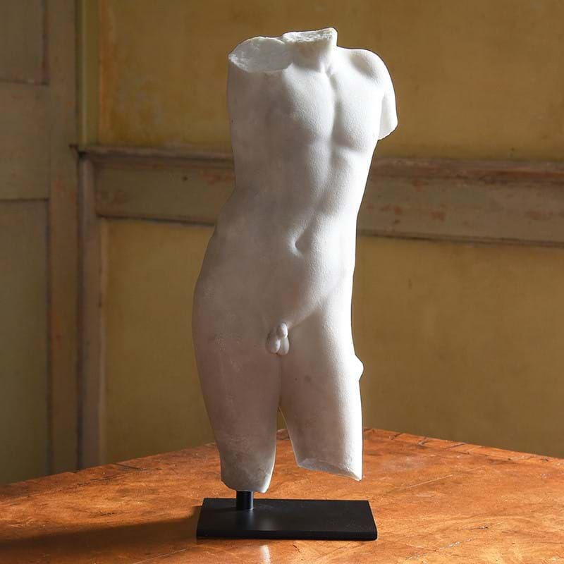 After the antique, a marble torso of a young man, Italian, 19th century