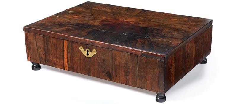 Inline Image - Lot 26: A William and Mary oyster veneered lace box, circa 1690 | Est. £300-500 (+ fees)