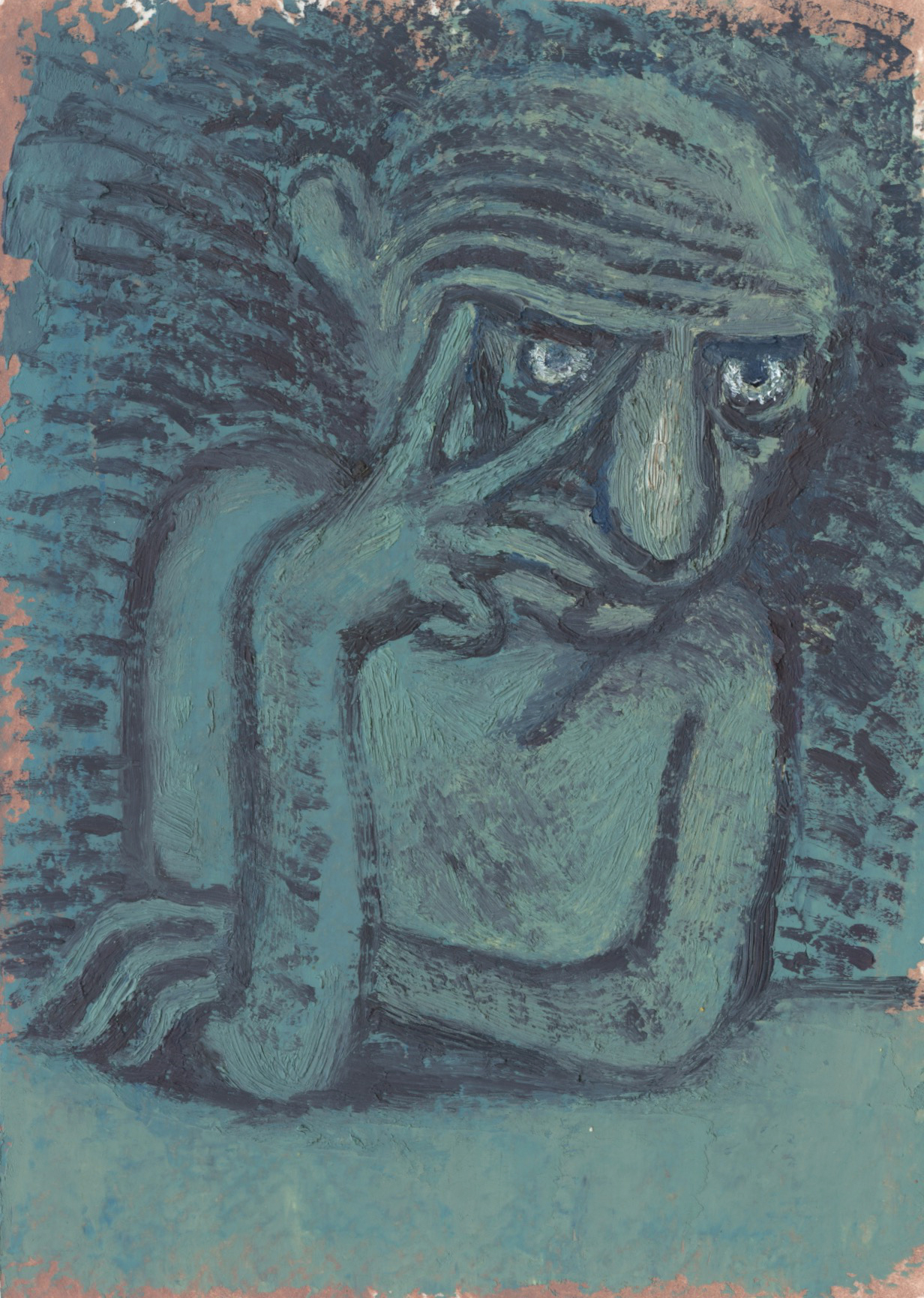 Inline Image - Lot 228: Clayton Schiff, 'Brooder, 2022', Oil Paint on Paper | Sold for £2,200