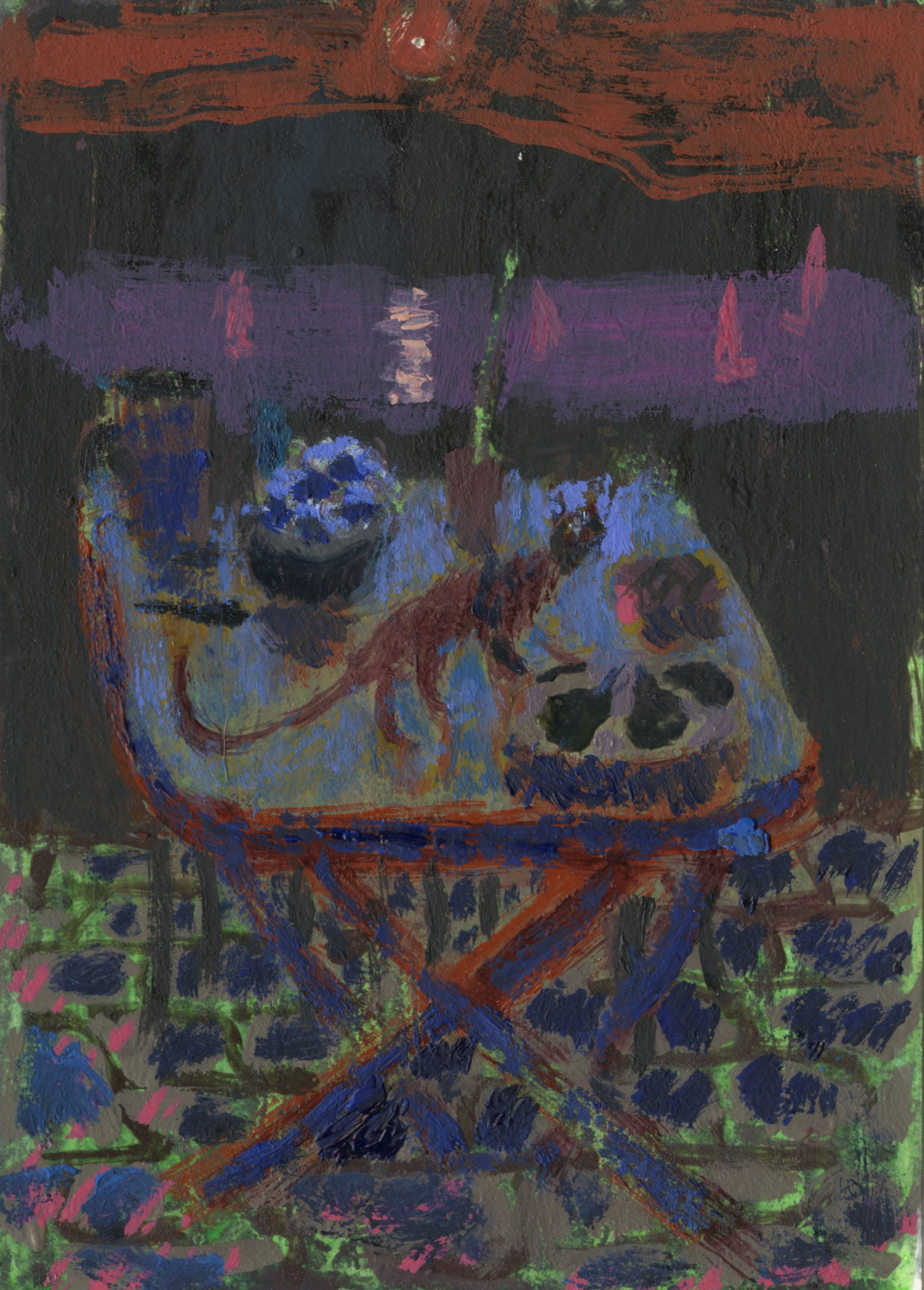 Inline Image - Lot 502: Andrew Cranston, 'Midnight In Millport, 2022', Oil on Paper | Sold for £10,000