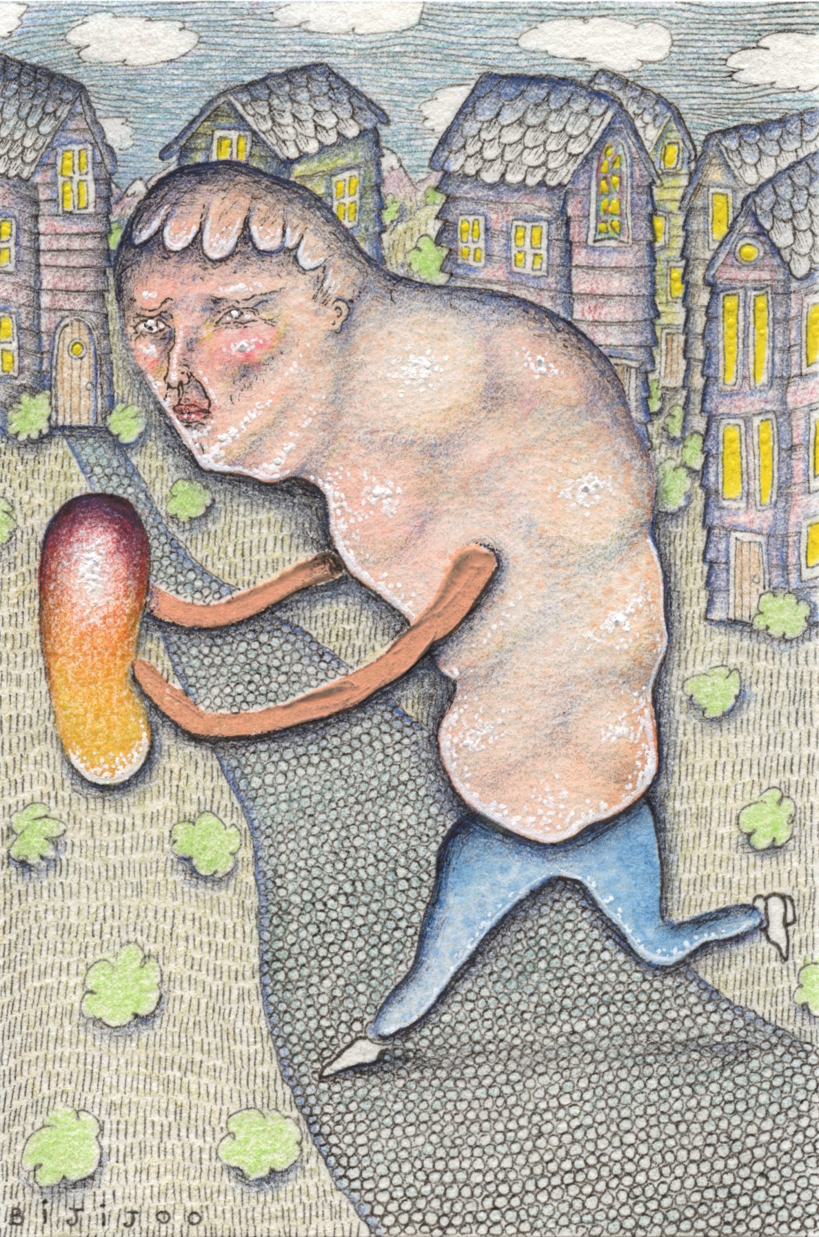 Inline Image - Lot 406: Bijijoo, 'Seed, 2022', Ink, Coloured Pencil and Acrylic on Paper | Sold for £750