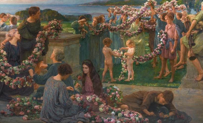 Inline Image - Lot 142: Herbert Arnould Olivier (British 1861-1952), 'The Garlands of Love', oil on canvas | Est. £70,000-100,000 (+ fees)