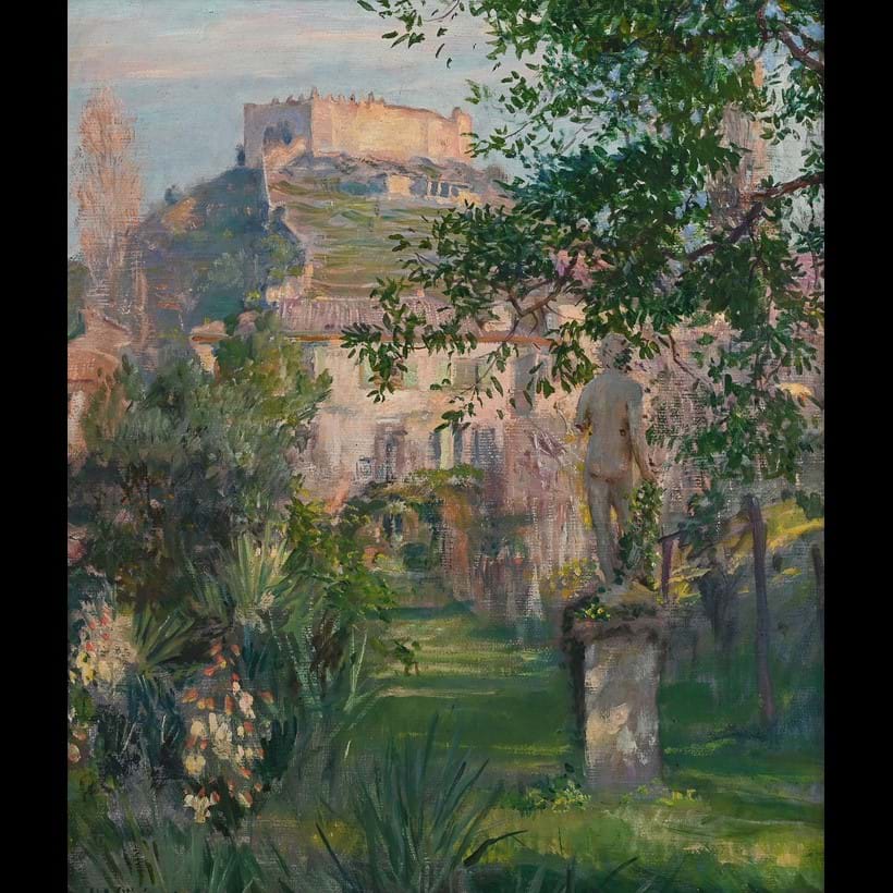 Inline Image - Lot 127: Herbert Arnould Olivier (British 1861-1952), 'Freya Stark's Garden, Asolo', oil on canvas laid on board | Est. £1,500-2,000 (+ fees)