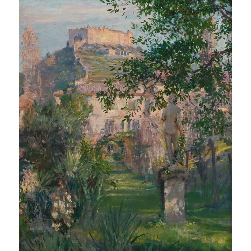 Inline Image - Lot 127: Herbert Arnould Olivier (British 1861-1952), 'Freya Stark's Garden, Asolo', oil on canvas laid on board | Est. £1,500-2,000 (+ fees)