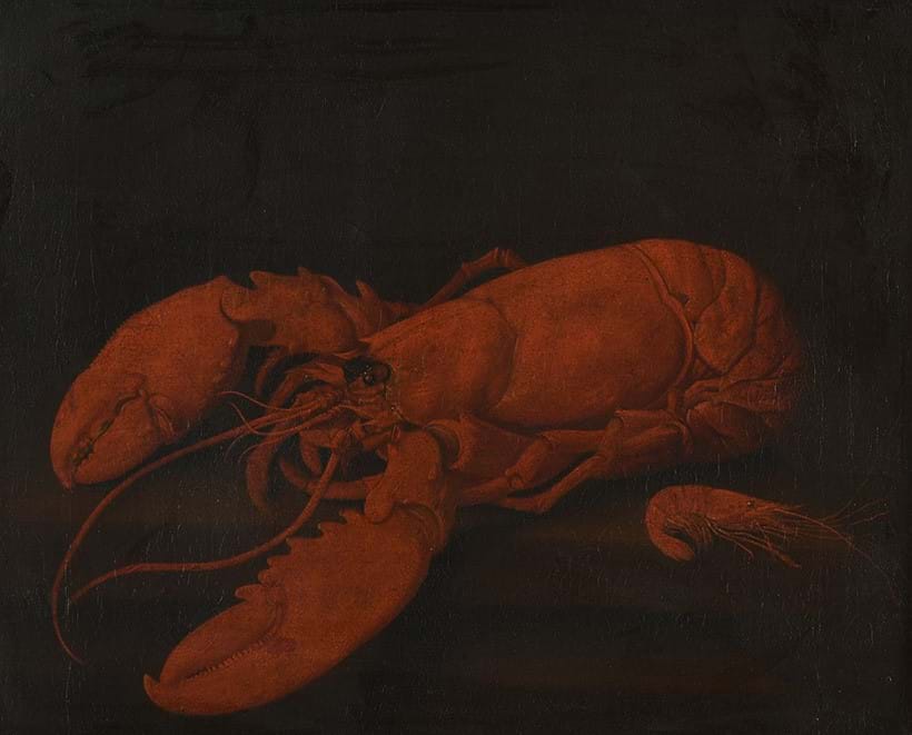 Inline Image - Lot 9: Circle of Charles Collins (British Ca. 1680-1744) A still life of a lobster and a shrimp on a ledge, oil on canvas | Est £2,000 - 3,000 (+ fees)