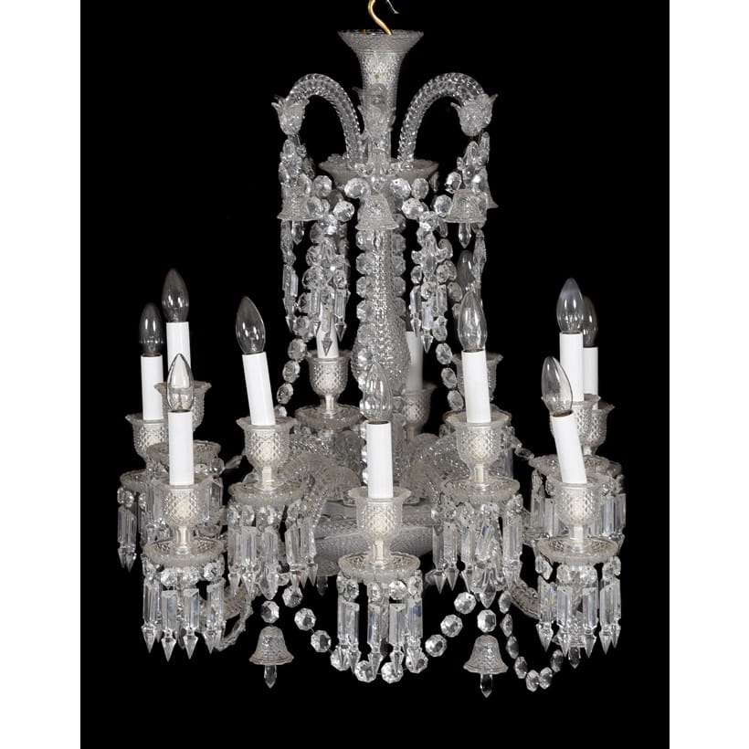 Inline Image - Lot 382: A Baccarat 'Zenith' twelve-light glass chandelier, modern | Est £1,000-2,000 (+ fees)