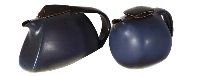 Inline Image - Lot 353: λ Gotlind Weigel, two mottled blue/brown tea and coffee pots | Est. £200-400 (+ fees)
