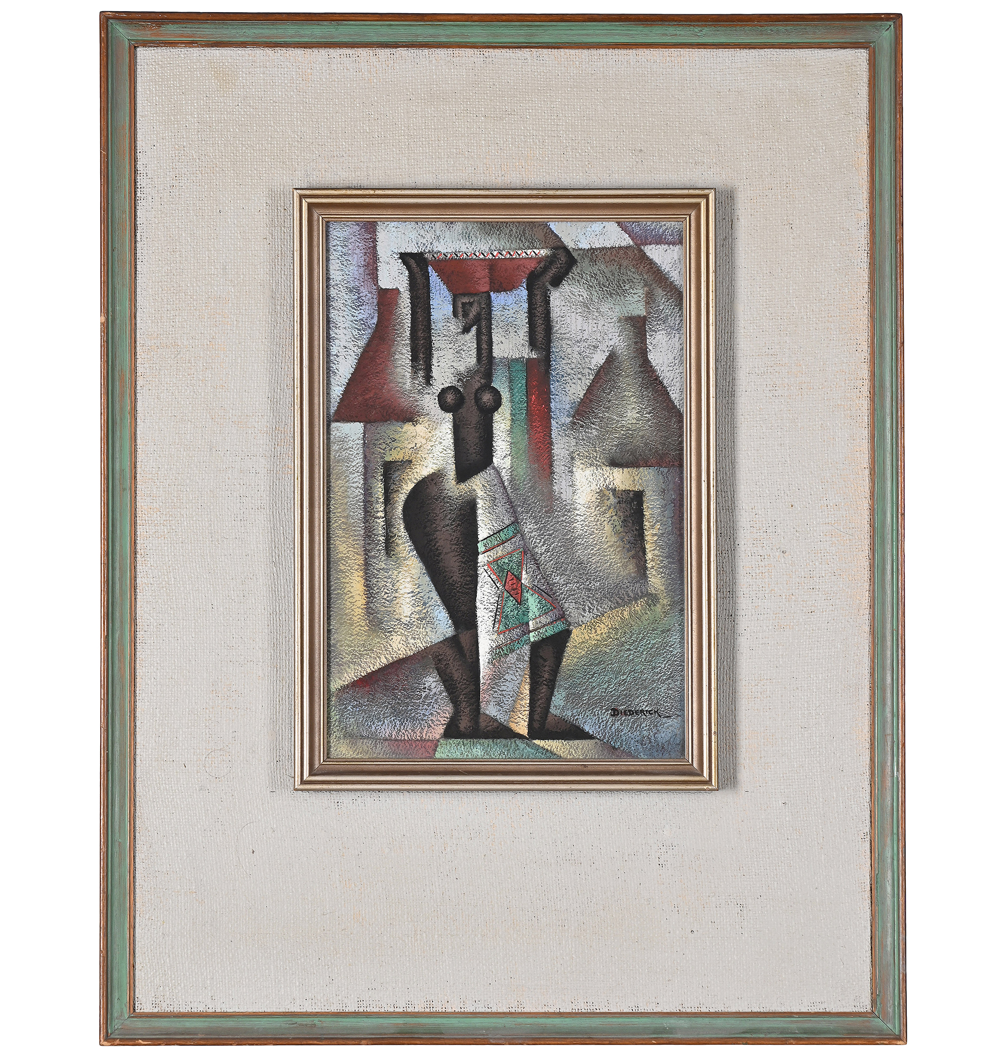 Inline Image - Lot 217: George Diederick During (South African 1917-1999), 'Woman carrying a pot on her head', Oil pastel on paper | Est. £400-600 (+ fees)