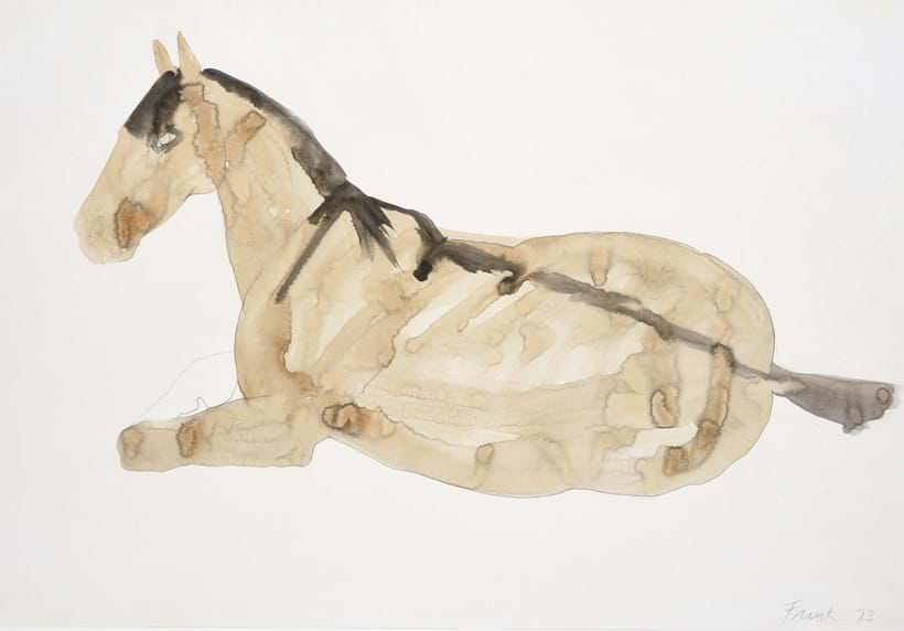 Inline Image - Lot 23: λ Dame Elisabeth Frink (British 1930-1993), 'Lying down Horse', Watercolour and pencil | Est. £7,000-10,000 (+ fees)