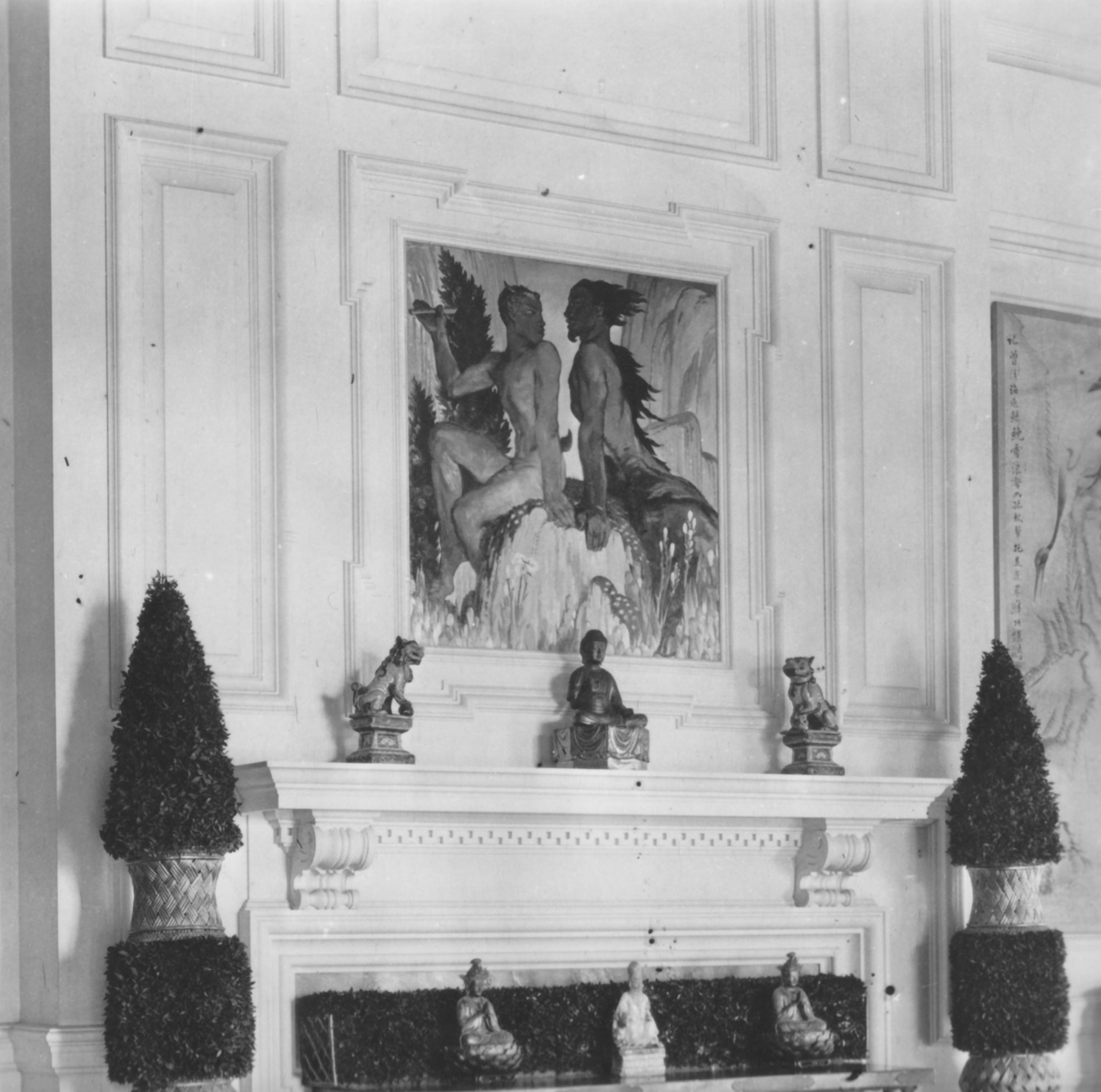 Faun & Satyr by Glyn Philpot, over the mantelpiece at Allerton's home 'The Farms'. Courtesy of Allerton Park and Retreat Center, University of Illinois 2000 px.jpg