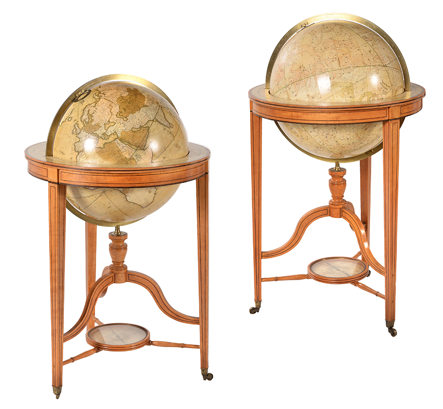 Inline Image - Lot 1: Y A Very Fine Pair Of Regency Twenty-One Inch Terrestrial And Celestial Floor-Standing Library Globes, J. & W. Cary, London, The Celestial Dated 1799, The Terrestrial Dated 1815/1823 | Est. £20,000-30,000 (+ fees)