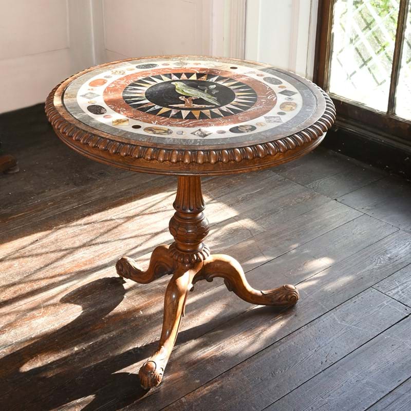 A William IV mahogany and specimen marble top centre table attributed to Gillows, circa 1835
