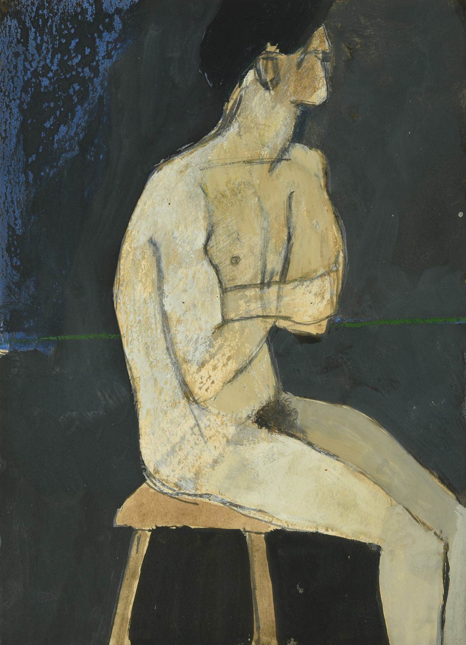 Inline Image - Lot 32: Keith Vaughan (British 1912-1977), ‘Nude with Folded Arms’, Pencil, crayon and gouache | Sold for £18,270