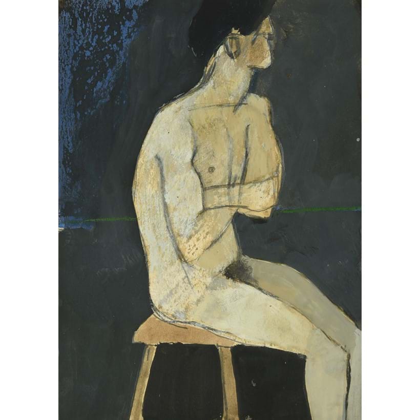 Inline Image - Lot 32: Keith Vaughan (British 1912-1977), ‘Nude with Folded Arms’, Pencil, crayon and gouache | Sold for £18,270