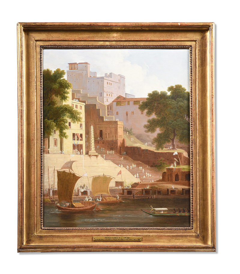 Thomas Daniell (British 1749-1840) ‘Panchganga and durga ghats, benares’, India, circa 1800 oil on canvas