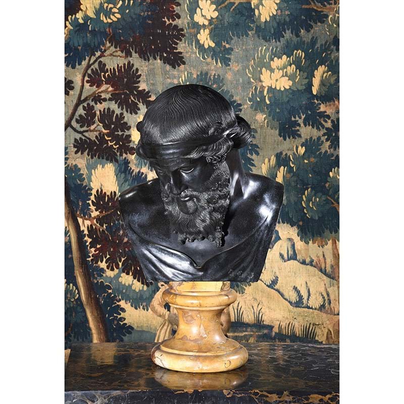 After the antique, a large bronze bust of Dionysus< Sommer foundry Naples, late 19th century