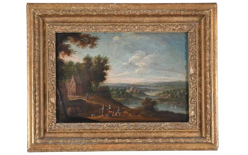 Inline Image - Lot 22: Manner of Jan Breughel II, 'Figures in an extensive wooded river landscape', Oil on panel | Est. £600-800 (+ fees)