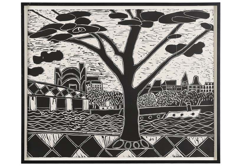 Inline Image - Lot 45: λ Lucy Jones (British B. 1955), 'The London Promenade', Linocut | Est. £100-150 (+ fees)