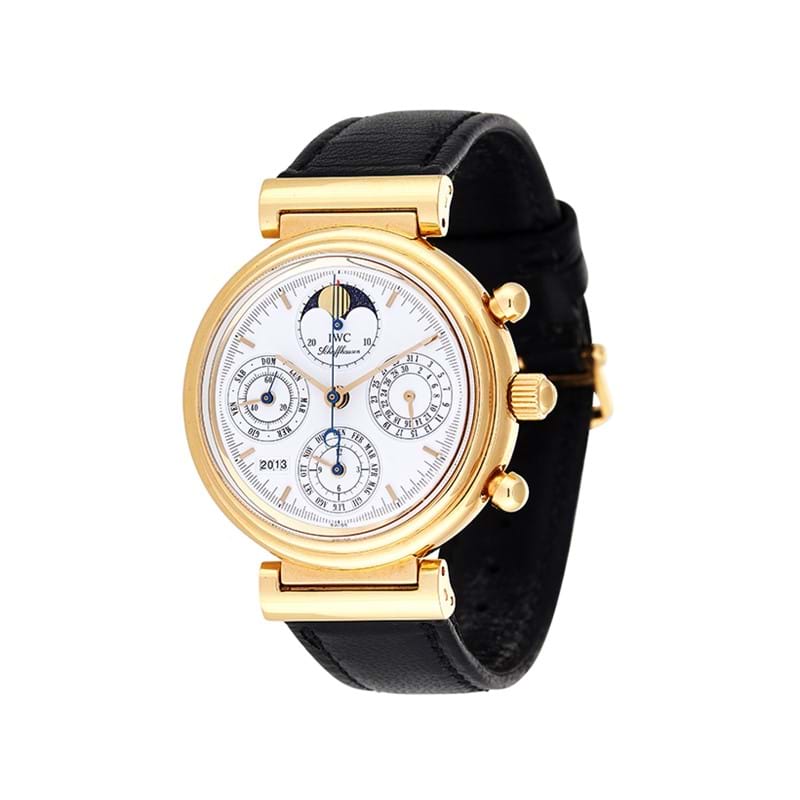 IWC, da vinci, ref. 3750 An 18 carat gold perpetual calendar wrist watch with chronograph and moonphase, no. 2518559, circa 1990