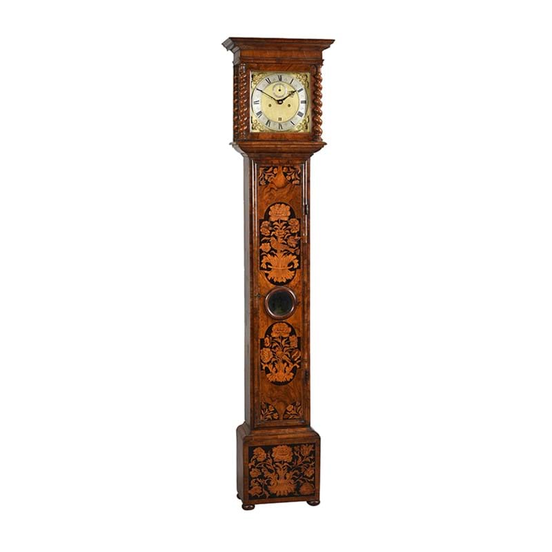 A fine James II/Charles II walnut and floral marquetry eight-day longcase clock, Edward East, London, circa 1680-85