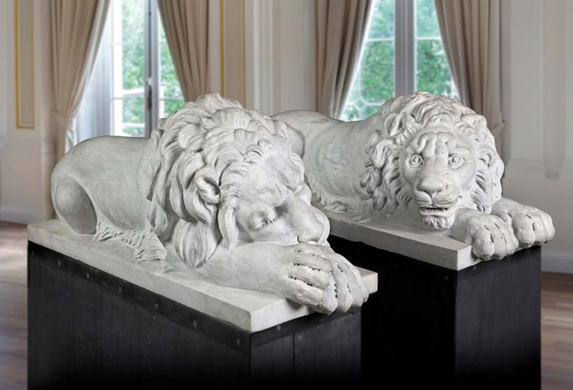 Inline Image - Lot 238: Ω Danilo Cervietti (Italian, 20th century), a pair of sculpted white marble Canova lions, second half 20th century | Est. £10,000-15,000 (+ fees)