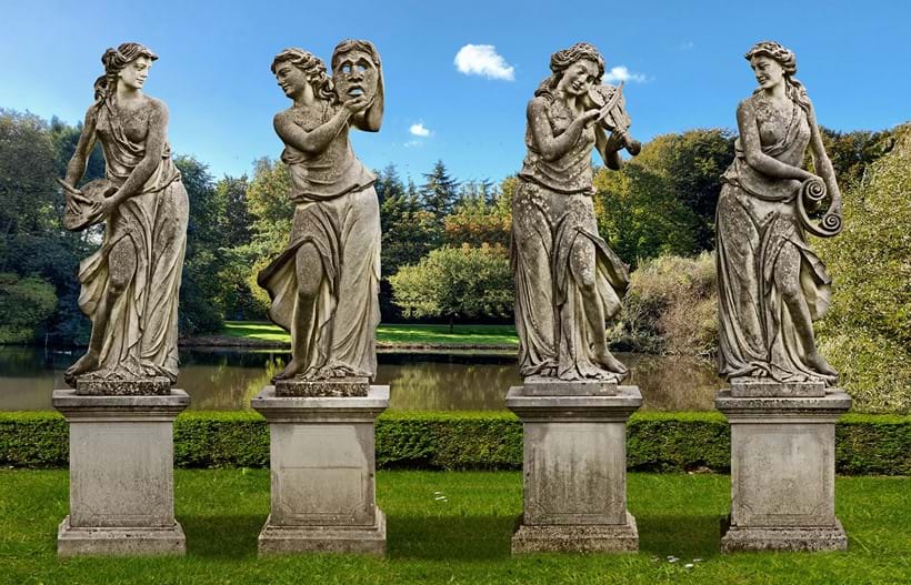 Inline Image - Lot 314: Ω A set of four sculpted limestone models of maidens representative of the arts 
second half 20th century | Est. £40,000-60,000 (+ fees)