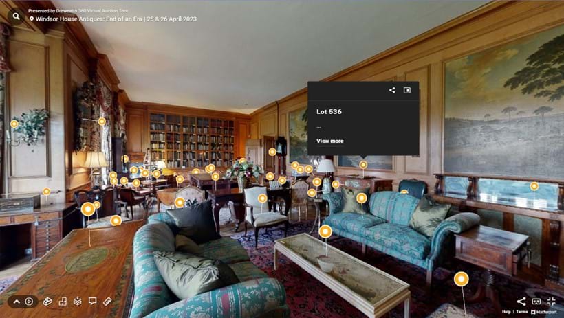 Inline Image - When you have found a lot you are interested in, hover over and click the yellow tag (circle) to view the lot details: lot number and link through to lot listing.