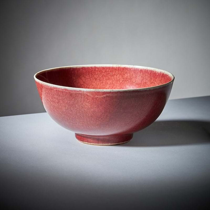 A Chinese Lanyao red monochrome bowl, Qing Dynasty, Kangxi