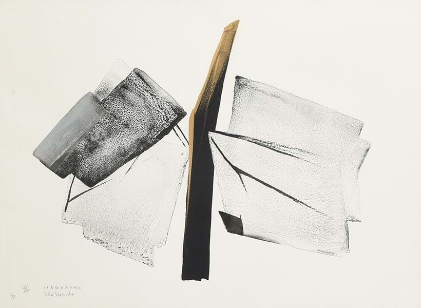 Inline Image - Lot 608: Toko Shinoda, Hagoromo, 1997, Lithograph on paper with black and gold, signed, numbered 6/35 | Est. £1,000-1,500 (+ fees)