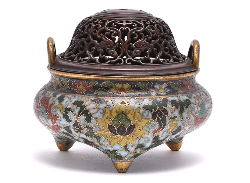 Inline Image - A Chinese cloisonné enamel tripod censer, Ming Dynasty, 15th century | Sold for £43,750