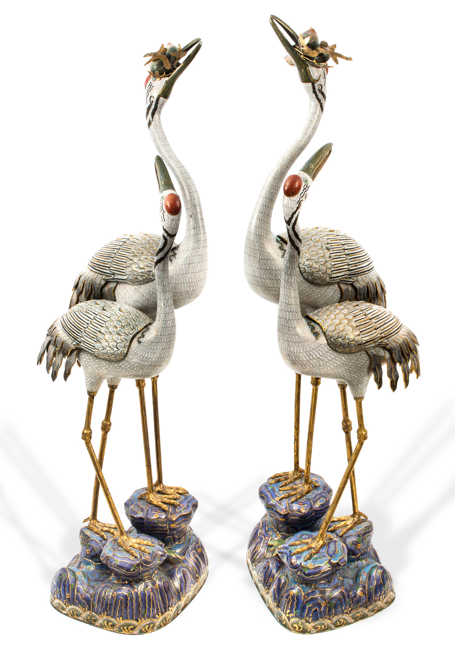 Inline Image - A pair of cloisonné enamel double crane censers | Sold for £124,000