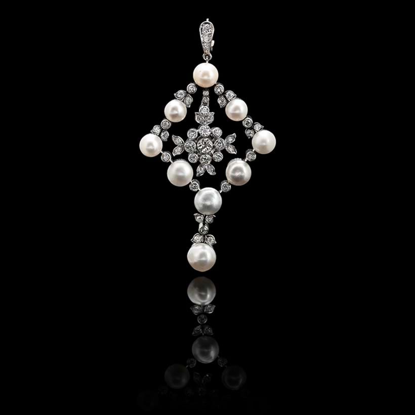 Inline Image - A natural pearl and diamond pendant | Est. £6,000-8,000 (+ fees)