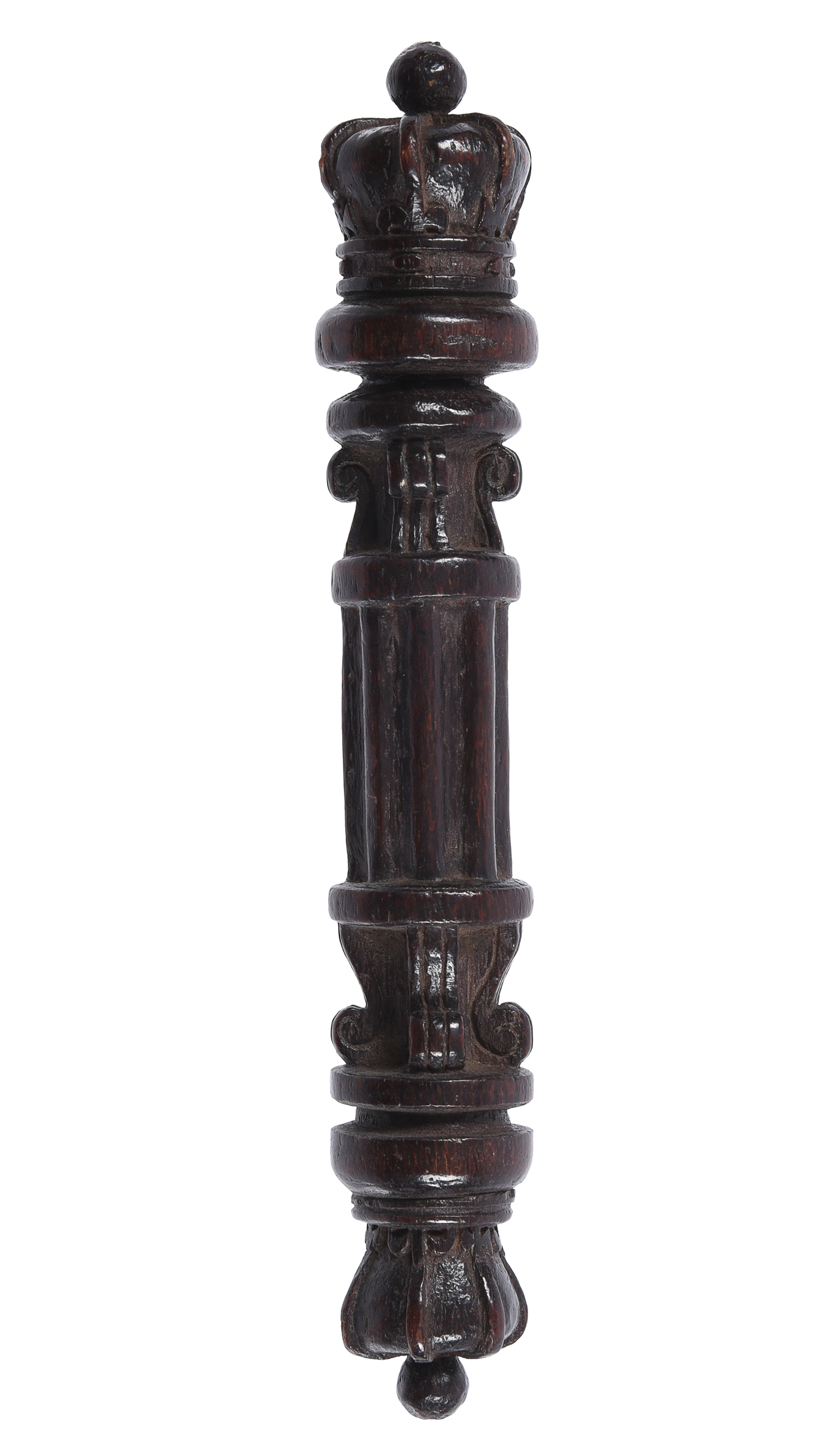 Inline Image - Lot 444: A Victorian carved wood tipstaff, mid 19th century | Est. £350-450 (+ fees)