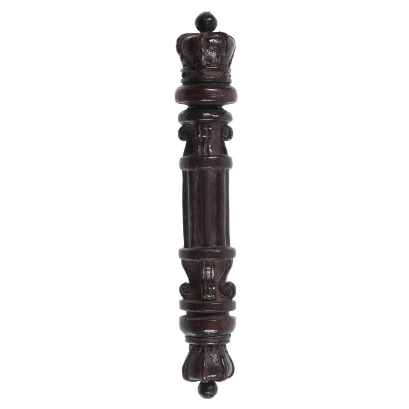 Inline Image - Lot 444: A Victorian carved wood tipstaff, mid 19th century | Est. £350-450 (+ fees)