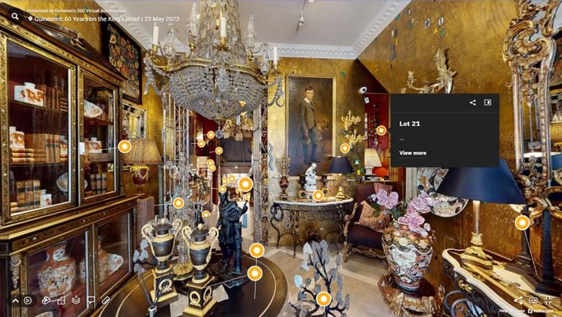 Inline Image - When you have found a lot you are interested in, hover over and click the yellow tag (circle) to view the lot details: lot number and link through to lot listing.