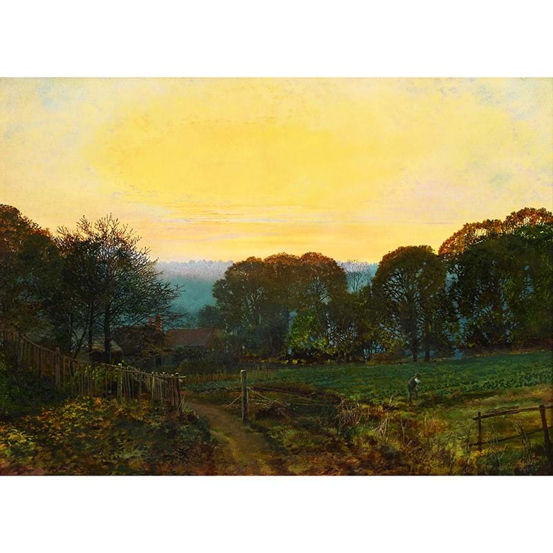 John Atkinson Grimshaw (British 1836-1893), twilight, the vegetable garden, oil on card, laid on canvas