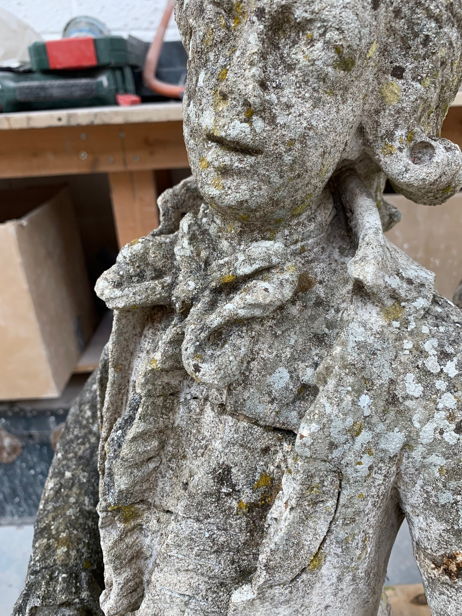 Inline Image - A stone gentleman – here I advised the client to leave as is. Lovely patina and with no fine detail surviving looks a lot better like this than cleaned.