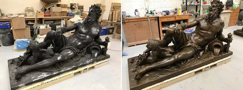 Inline Image - A large cast iron River God. This is an example of how cast iron can be improved, and even mimic bronze.